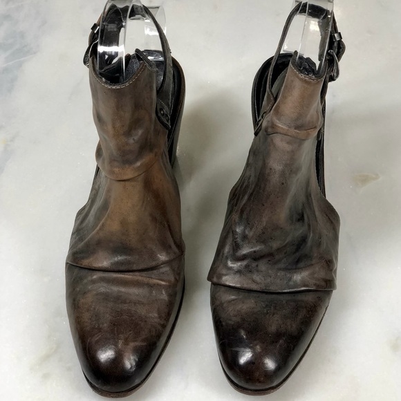 JO Ghost Distressed Leather open back Chunky Heel Bootie. Made in Italy. Sz 38 - Picture 5 of 13